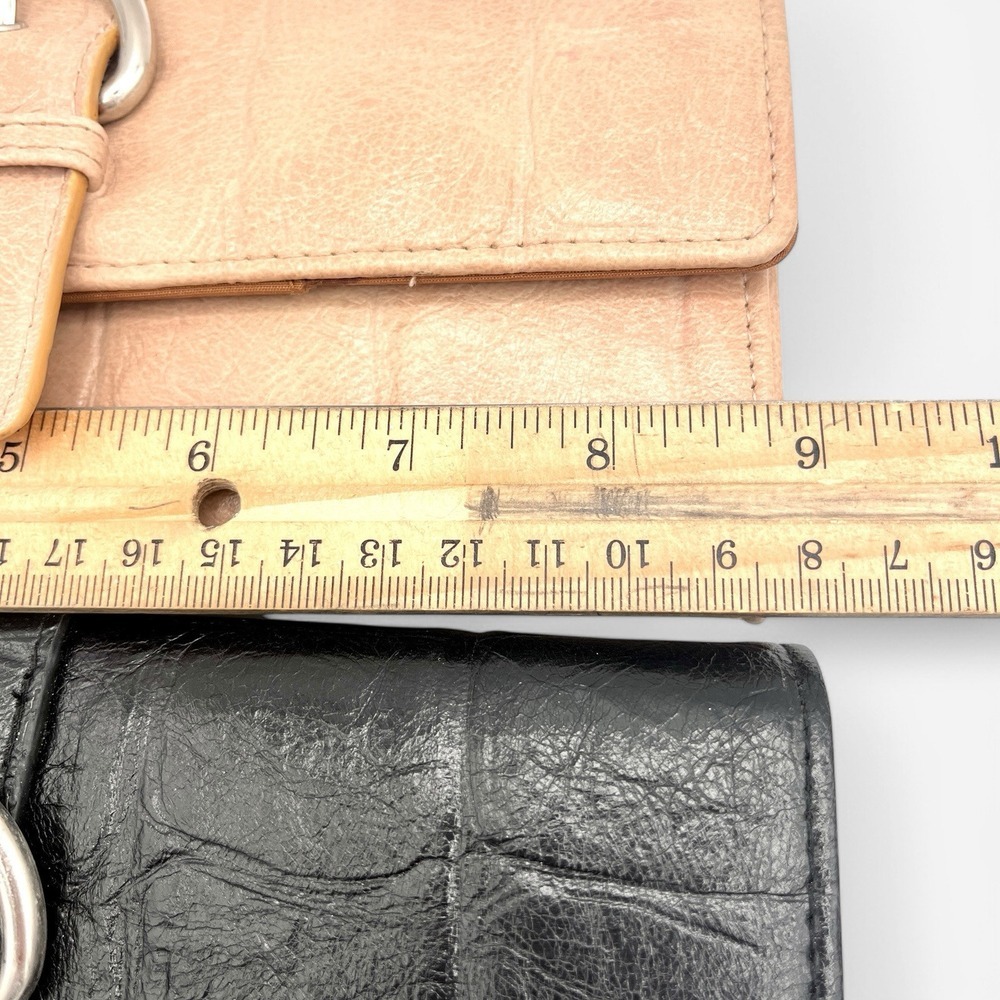 Kelly & Katie Vegan Leather Wallet x2 Crocodile Black Beige Wristlet Clutch - Picture 6 of 9